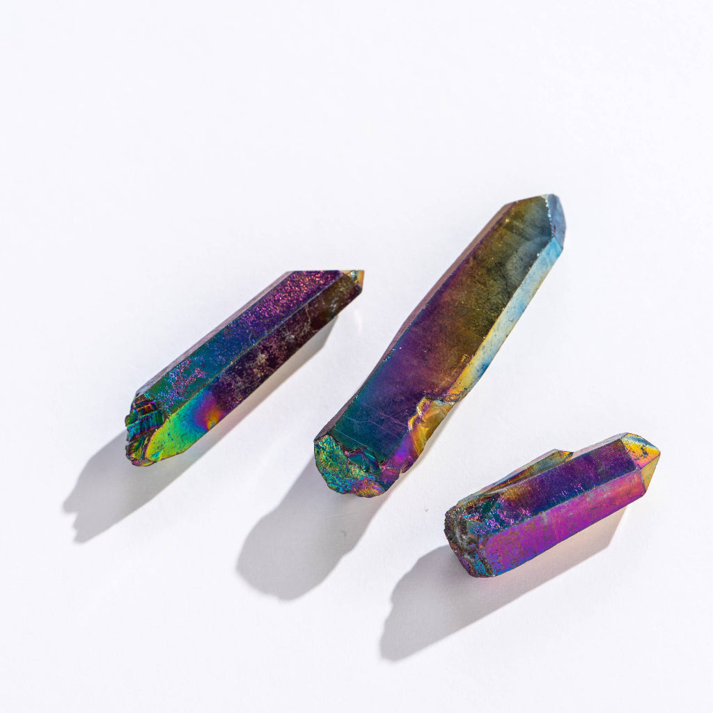 Rainbow Aura Quartz Crystal Points - 1"- 2.5"