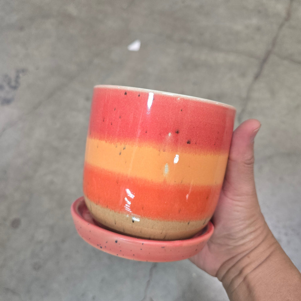 Watercolor Egg Pot - 4.5" (coral)