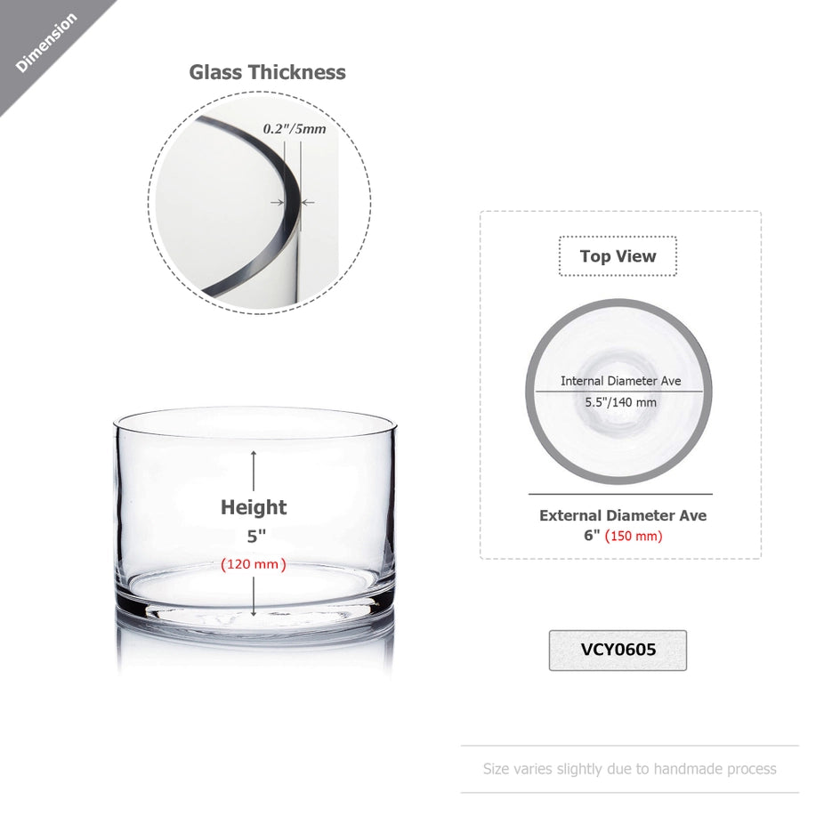 GLASS VASE - 6" X 5"