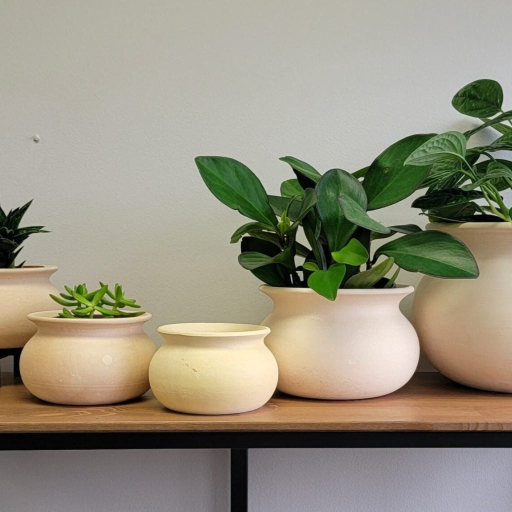 PLANTERS - Vietnamese Hand Wash Pot - Mottled Buff Terracotta, 10"D