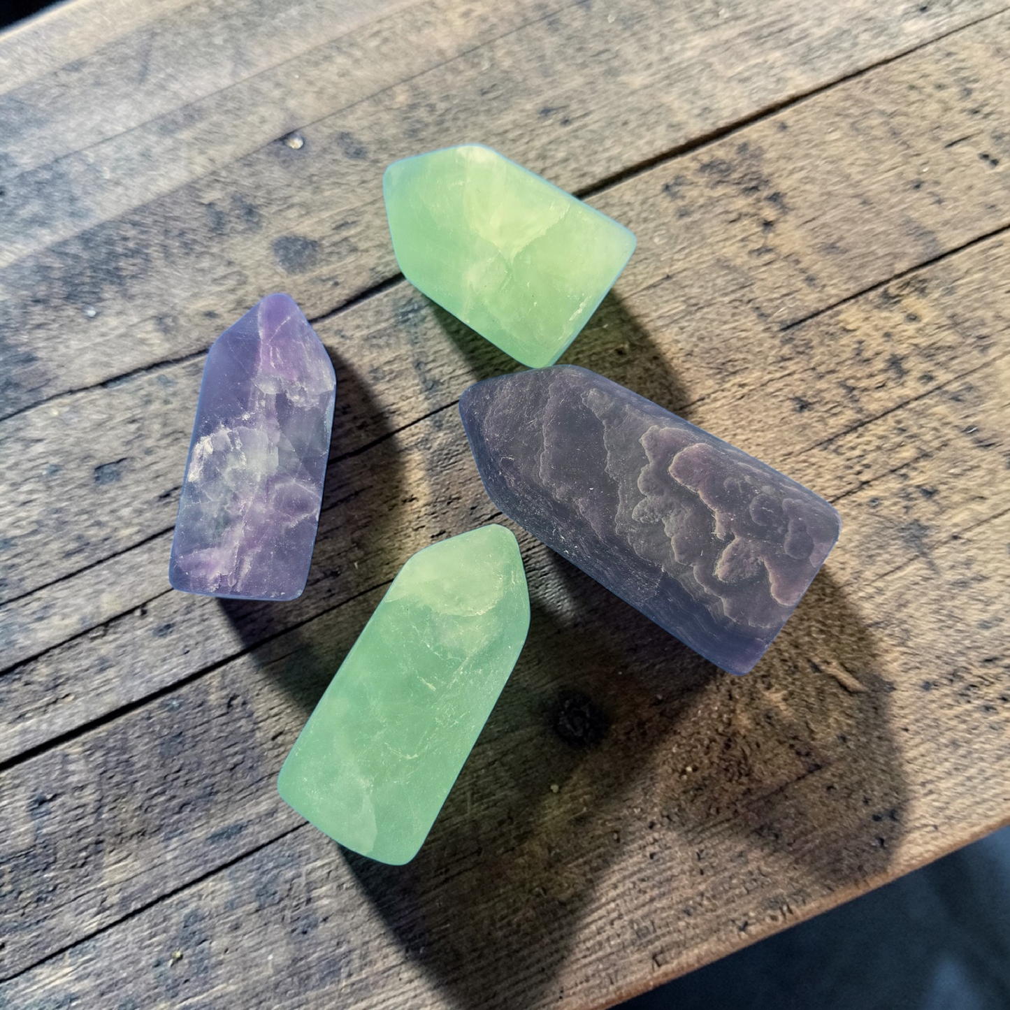 Rainbow fluorite - points (rough)