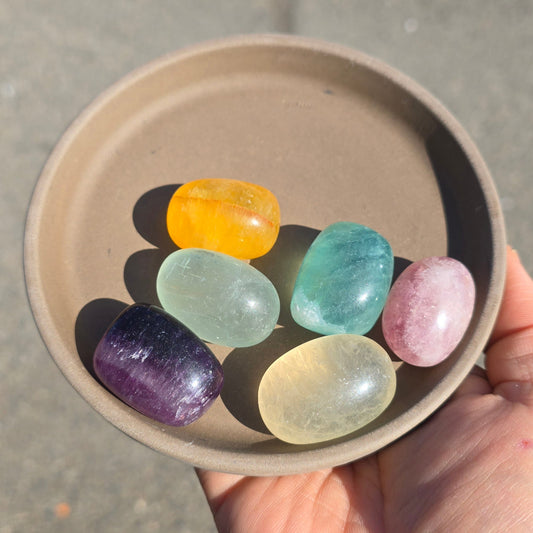 Rainbow fluorite - tumbled