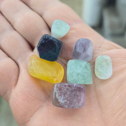 Rainbow fluorite - tumbled (mini)