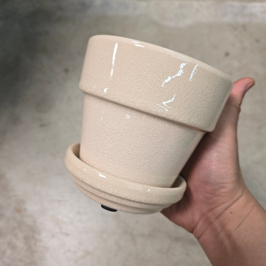 Standard Pot 4.5" - crackle cream