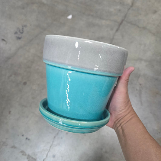 Standard Pot - 6..75" (grey/turquoise)