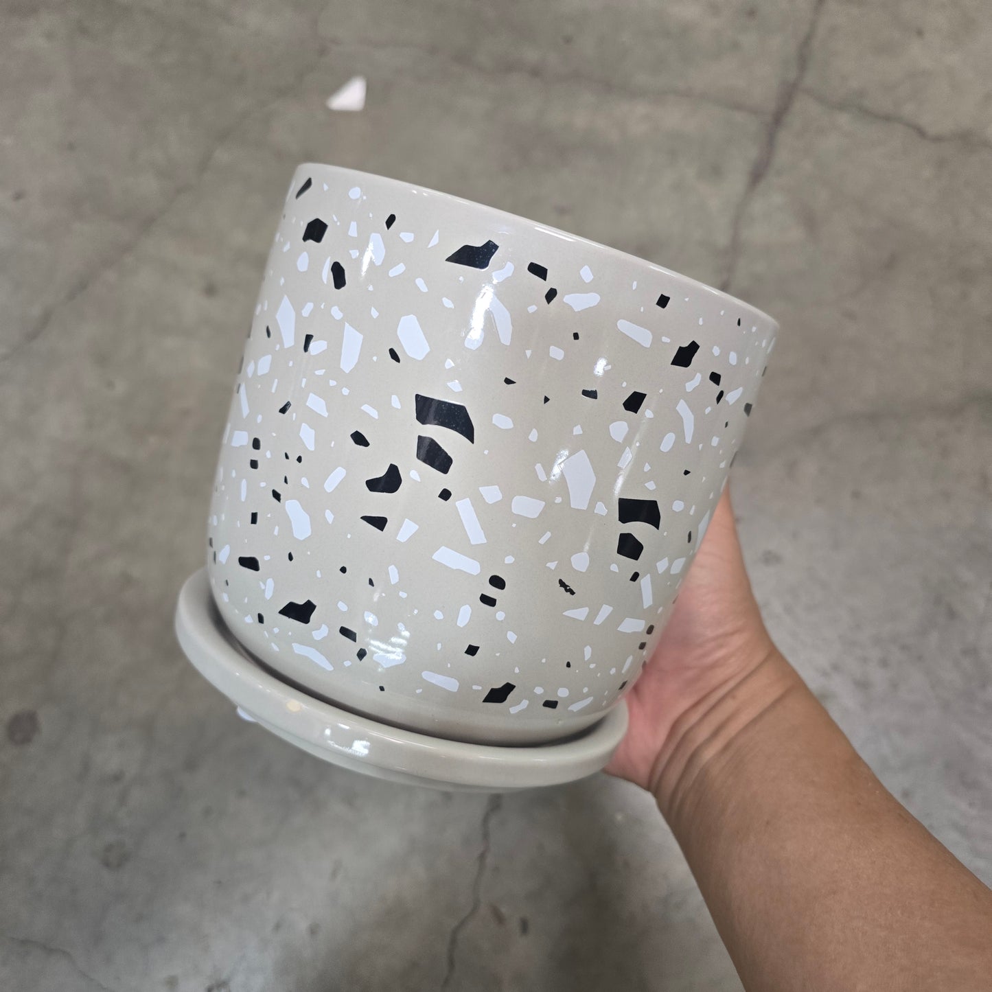 Terrazo Speckled Planter  - 6" (grey)
