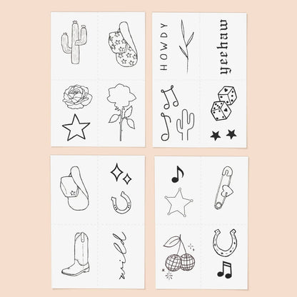 Disco Cowgirl Temporary Tattoos