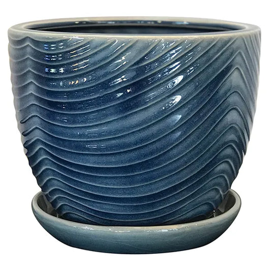 Swirl Drape Planter - 6" (denim)