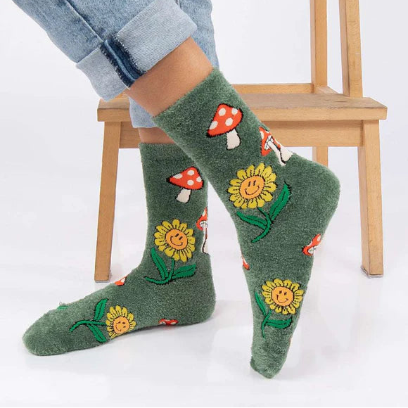 Mushroom Fields Fuzzy Socks (women)