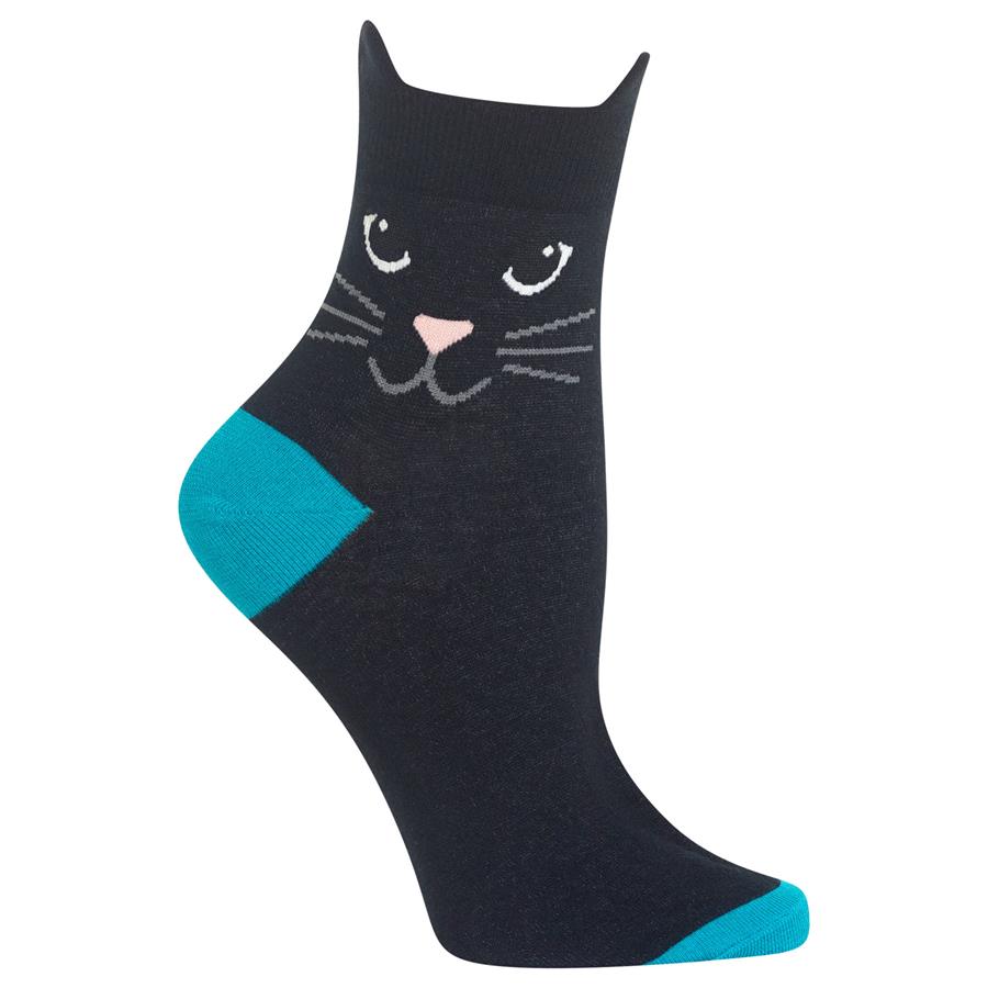 Cat Ears Anklet Socks - black