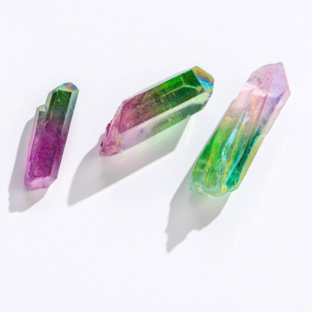 CRYSTALS - Pink-Green Ombre Quartz Crystal Points