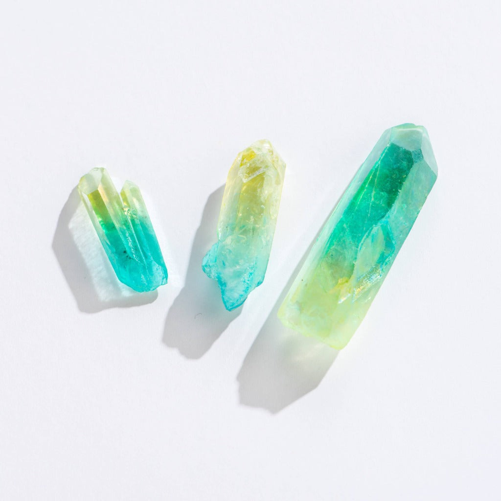 Yellow-Green Ombre Quartz Crystal Points