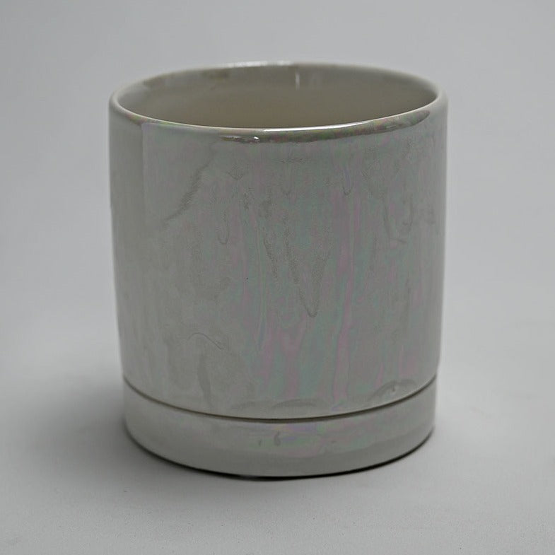 PLANTERS - Contemporary Cylinder With Sauce - Pearl White 3.5"
