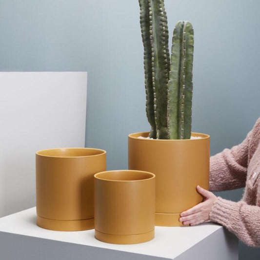 Romey Pot with Saucer - 10" (ochre)