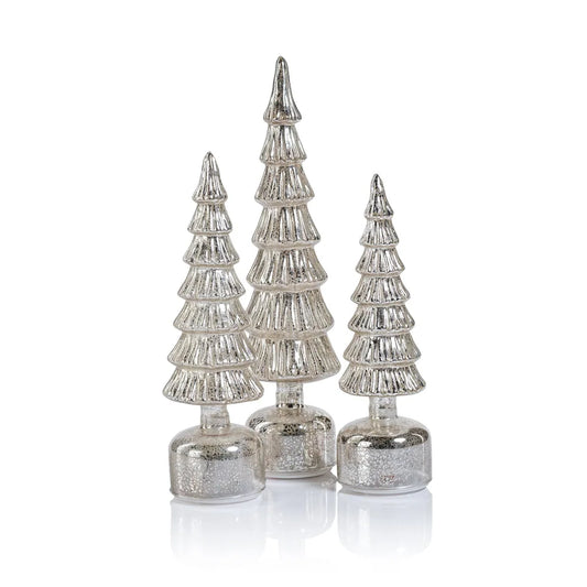 Rotating Holiday Tree - Antique Silver