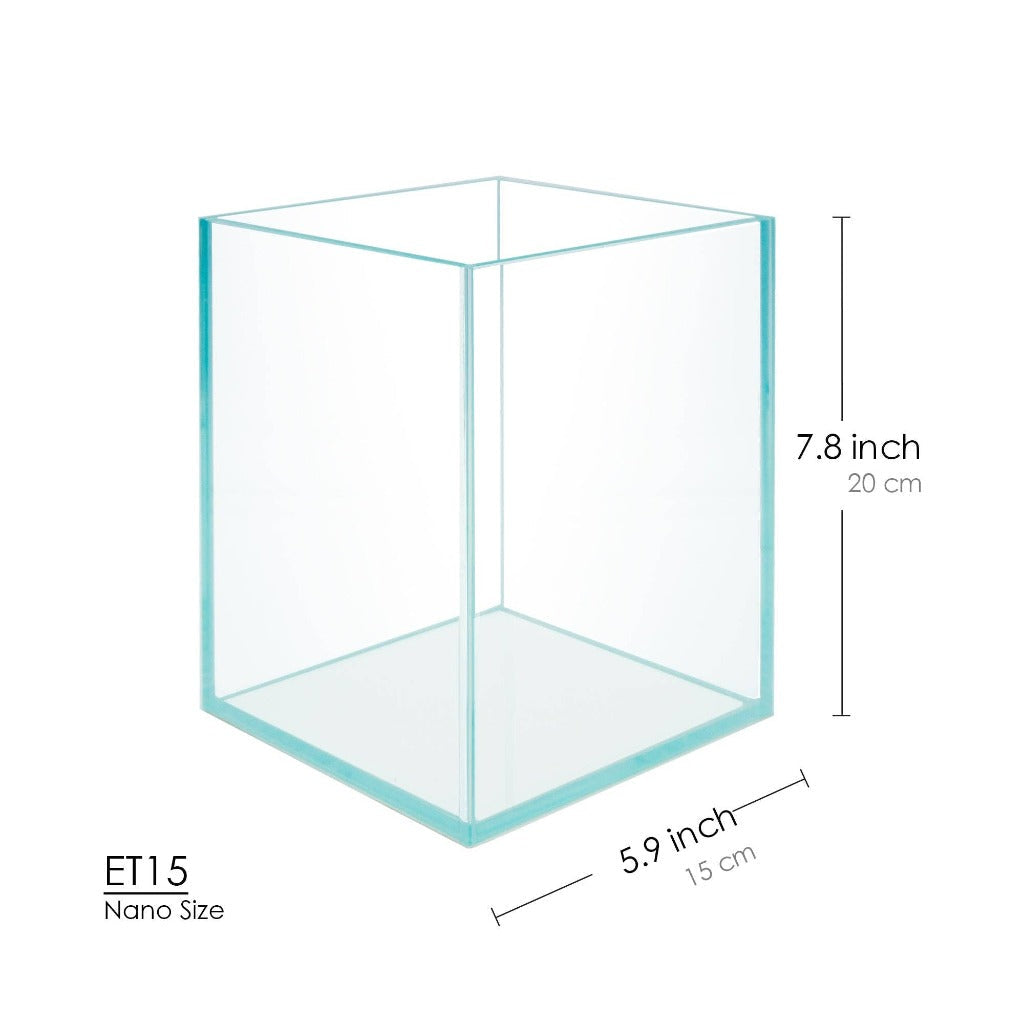 TERRARIUM - 1.2 Gallon Nano Tall Rimless Glass Aquarium, W/ Lid